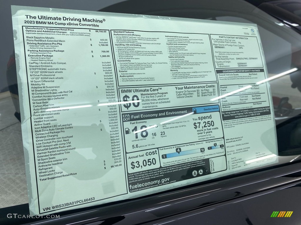 2023 BMW M4 Competition xDrive Convertible Window Sticker Photos