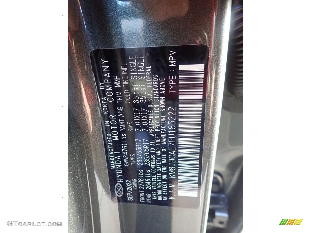 2023 Tucson Color Code A5G for Amazon Gray Photo #145160548