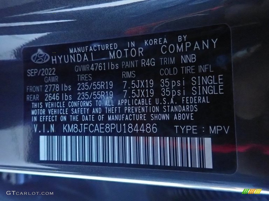 2023 Tucson Color Code R4G for Portofino Gray Photo #145160950