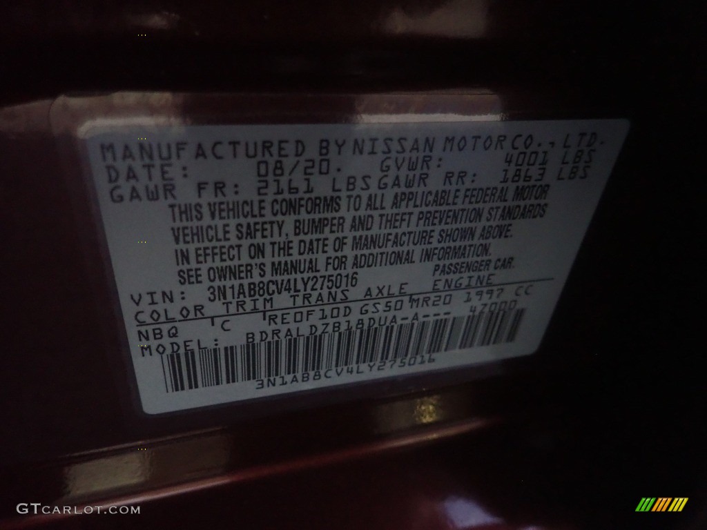 2020 Sentra Color Code NBQ for Scarlet Ember Photo #145161187