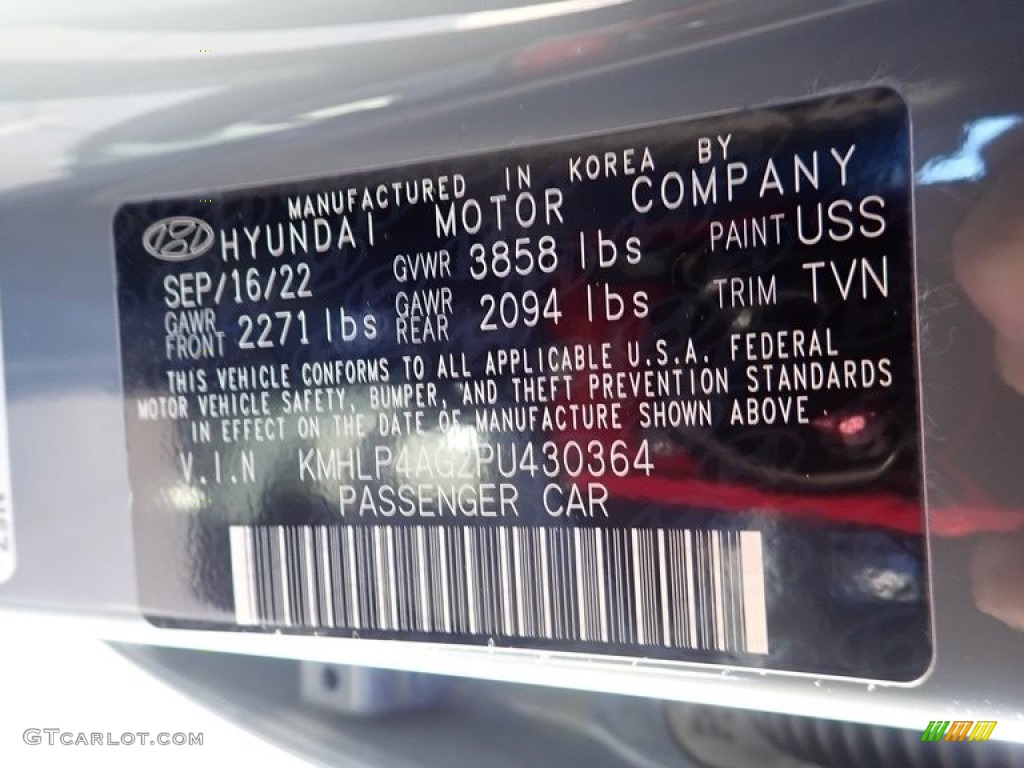 2023 Elantra Color Code USS for Electric Shadow Photo #145162381