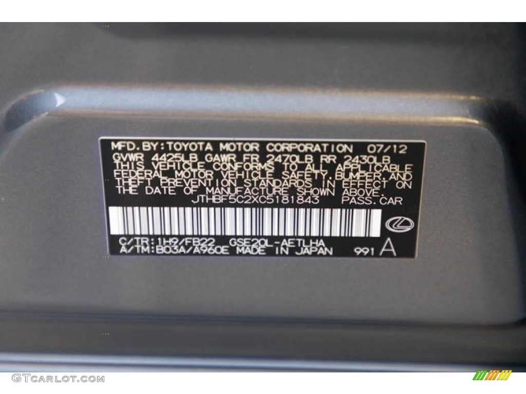 2012 IS 250 - Nebula Gray Pearl / Black photo #37