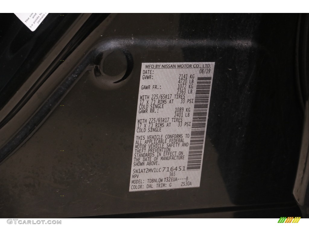 2020 Nissan Rogue SL AWD Color Code Photos