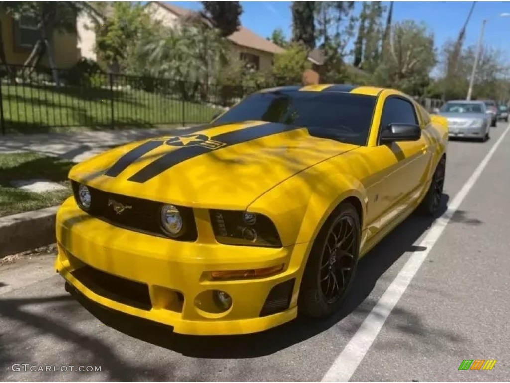 Screaming Yellow 2005 Ford Mustang Roush Stage 3 Coupe Exterior Photo #145176814