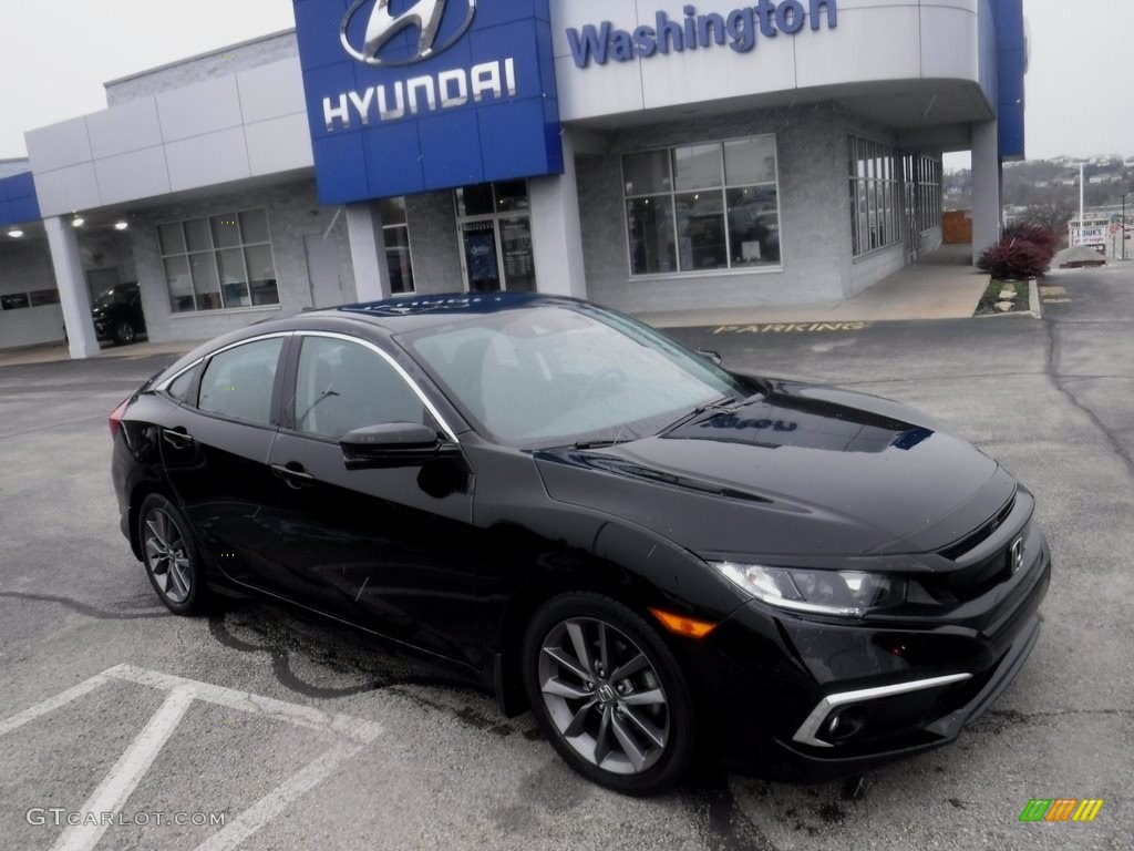 2020 Civic EX Sedan - Crystal Black Pearl / Black photo #1