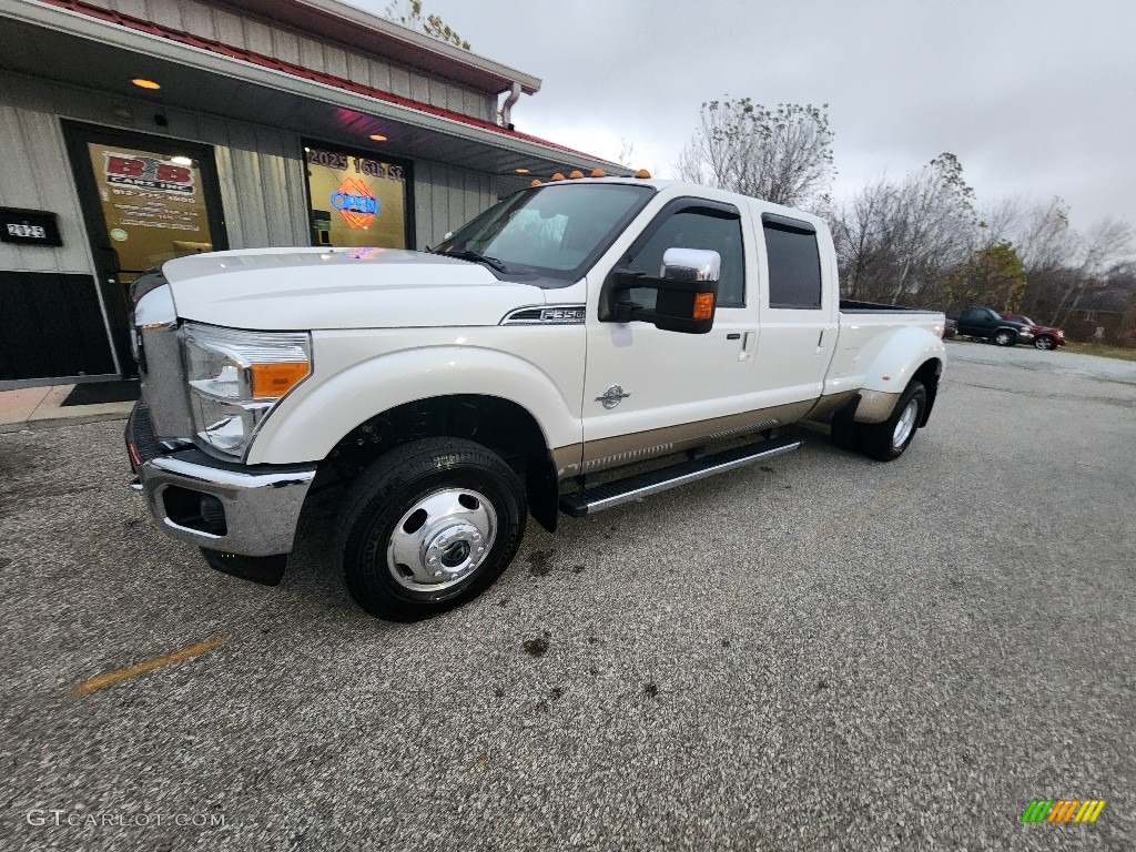 2012 F350 Super Duty Lariat Crew Cab 4x4 Dually - Oxford White / Adobe photo #33