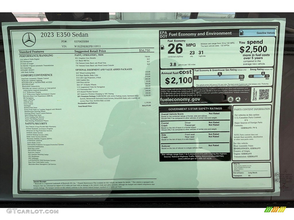 2023 E 350 Sedan - Graphite Gray Metallic / Black photo #13