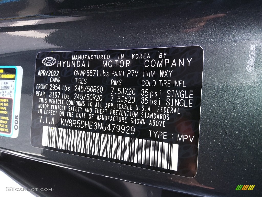 2022 Palisade Color Code P7V for Steel Graphite Photo #145184757