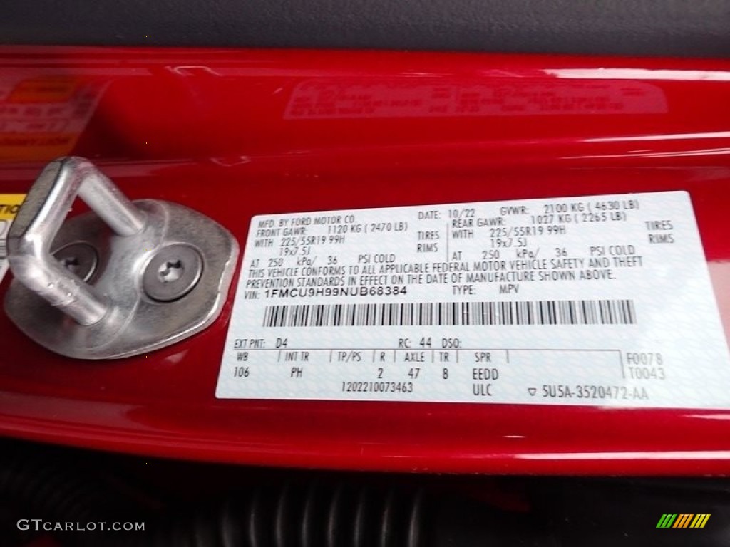 2022 Escape Color Code D4 for Rapid Red Metallic Photo #145185000