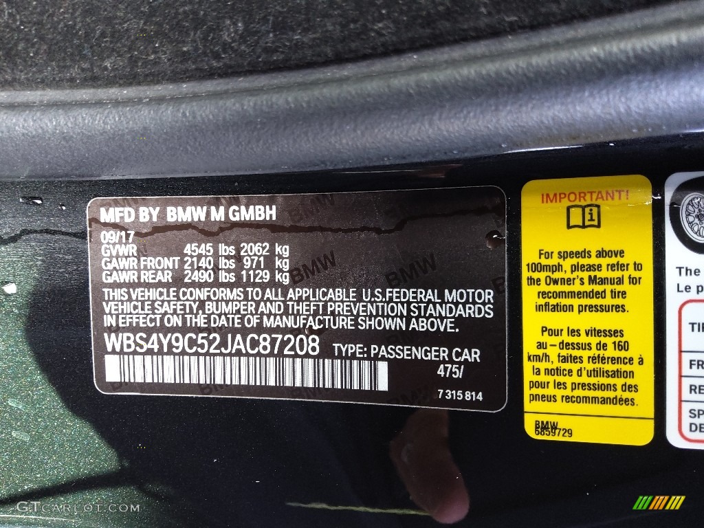 2018 BMW M4 Coupe Color Code Photos