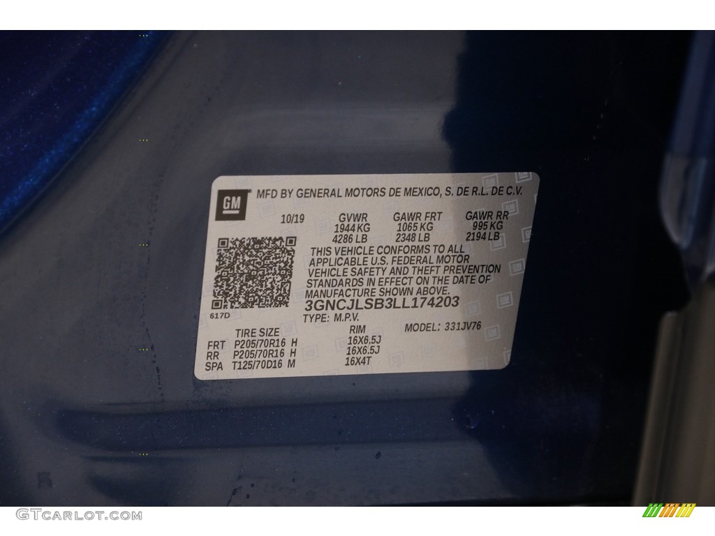 2020 Trax LT - Pacific Blue Metallic / Jet Black photo #20