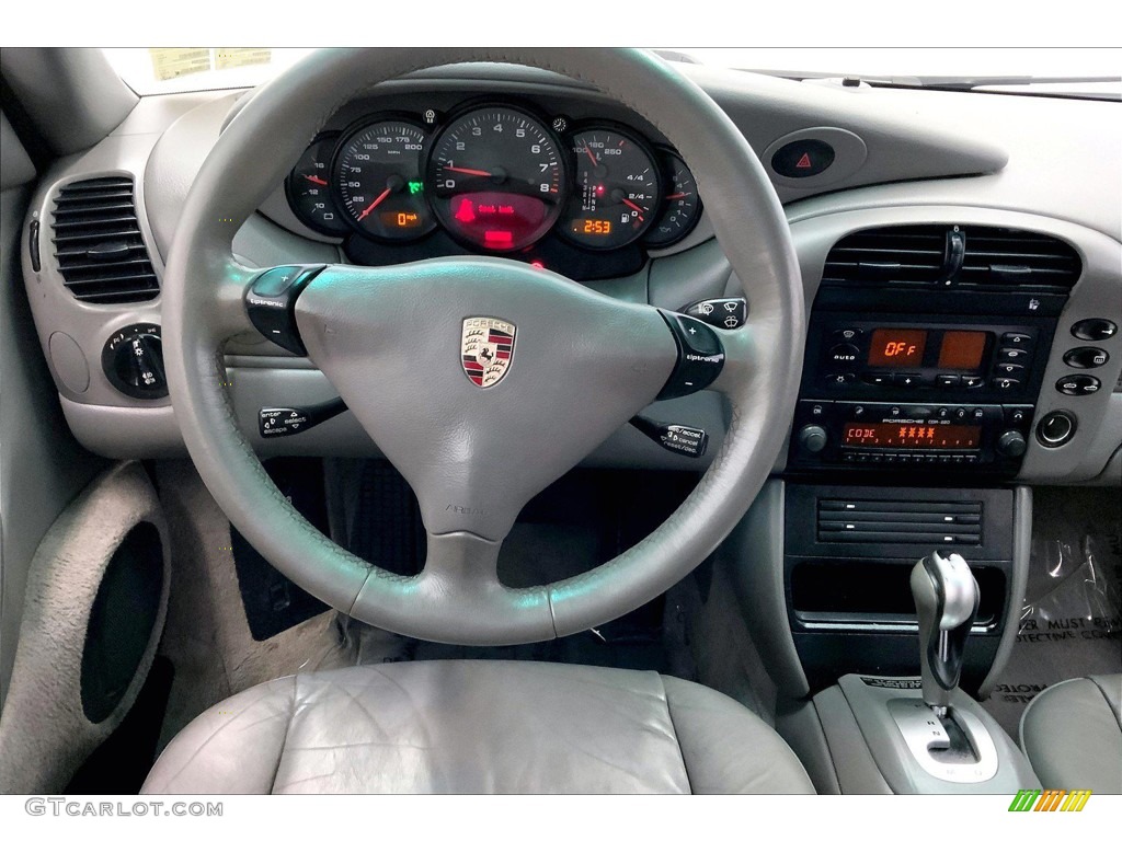 2002 Porsche 911 Carrera Cabriolet Graphite Grey Steering Wheel Photo #145187199