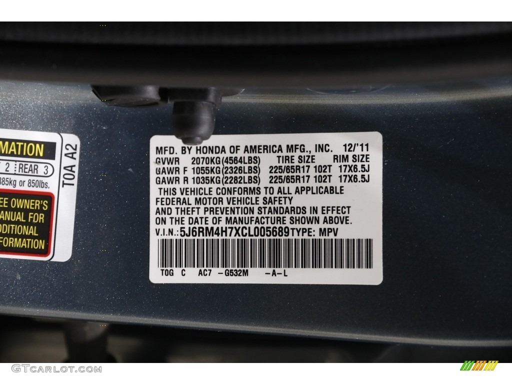 2012 CR-V EX-L 4WD - Opal Sage Metallic / Black photo #22