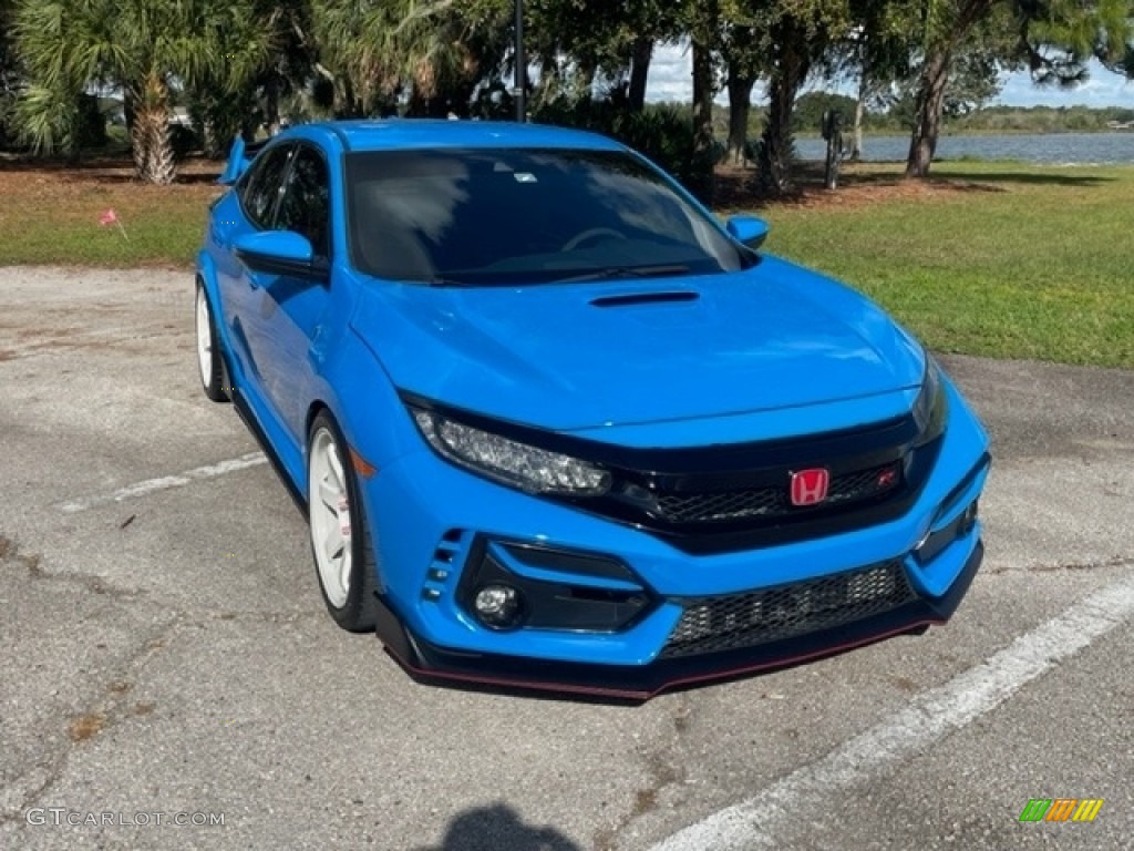 2021 Civic Type R - Boost Blue Pearl / Black/Red photo #2