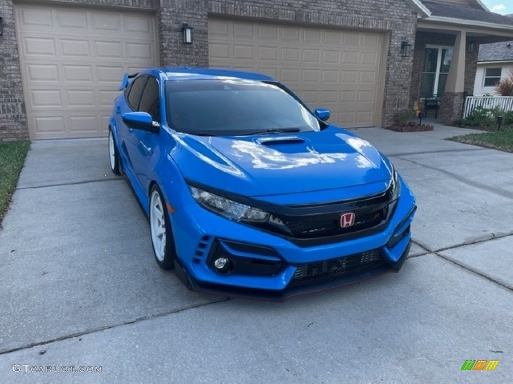 2021 Civic Type R - Boost Blue Pearl / Black/Red photo #7