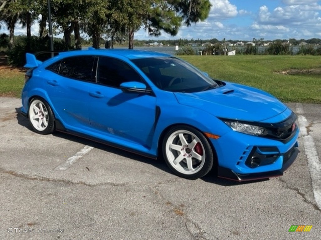 2021 Civic Type R - Boost Blue Pearl / Black/Red photo #8