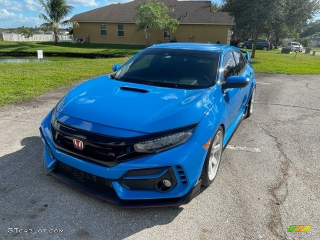 2021 Civic Type R - Boost Blue Pearl / Black/Red photo #12