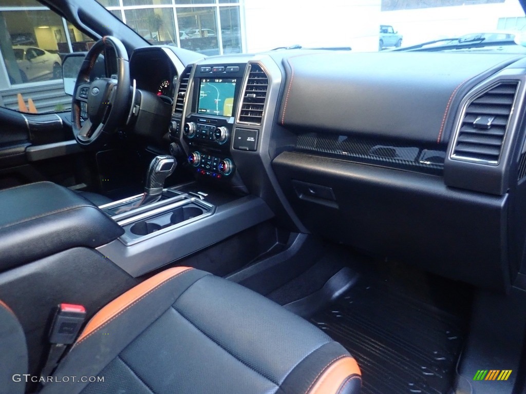 2018 Ford F150 SVT Raptor SuperCrew 4x4 Raptor Black/Orange Accent Dashboard Photo #145194247