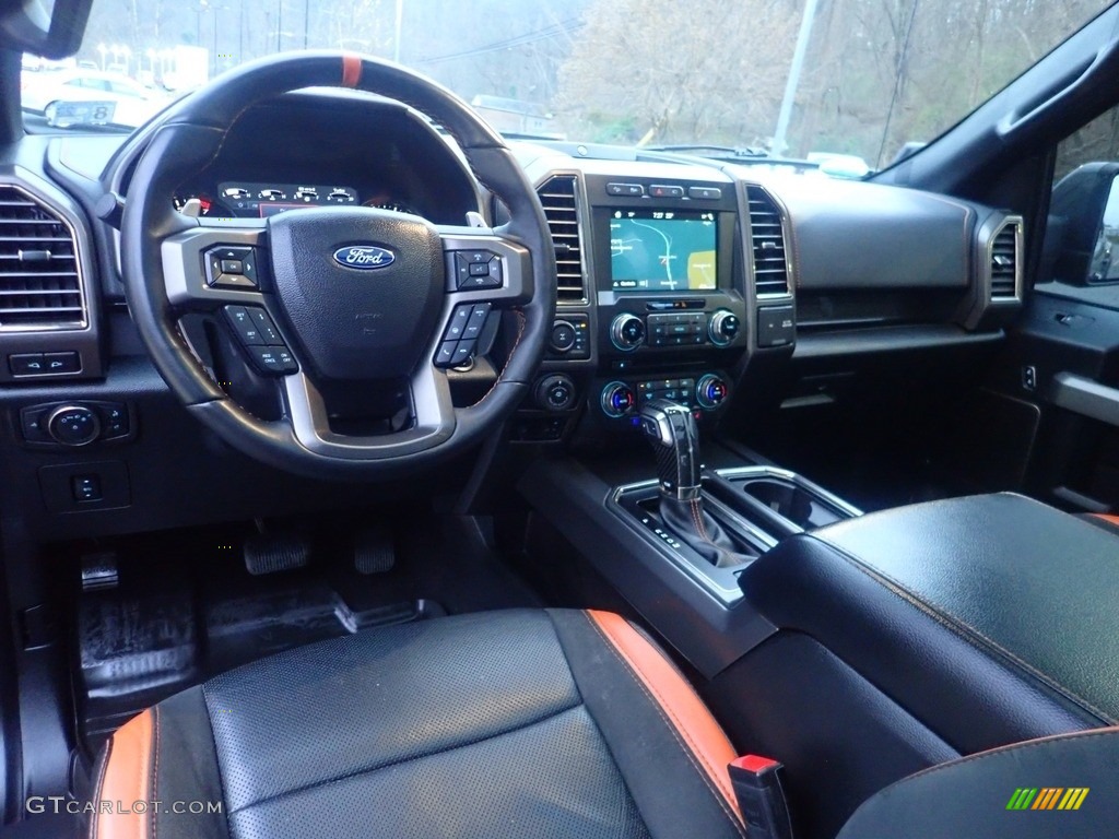 Raptor Black/Orange Accent Interior 2018 Ford F150 SVT Raptor SuperCrew 4x4 Photo #145194397