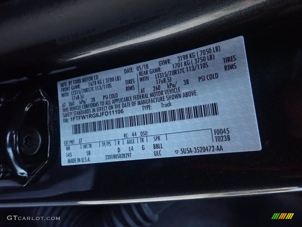 2018 F150 Color Code J7 for Lead Foot Photo #145194607