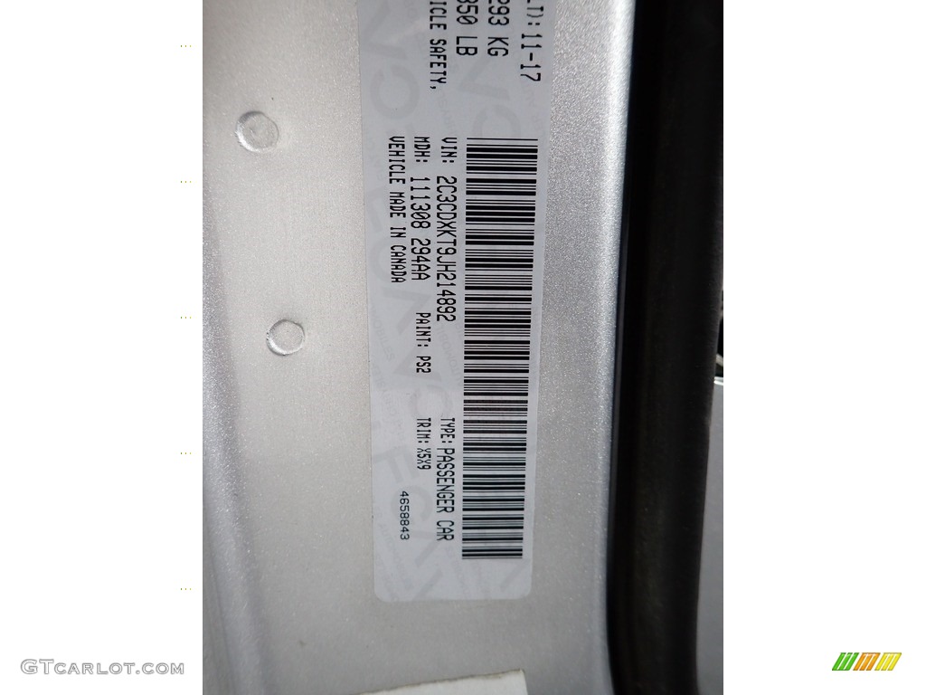 2018 Charger Color Code PS2 for Bright Silver Metallic Photo #145195474