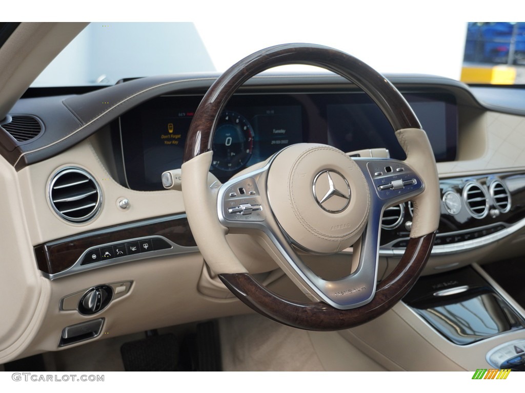 2019 Mercedes-Benz S Maybach S 650 Silk Beige/Espresso Brown Steering Wheel Photo #145195594