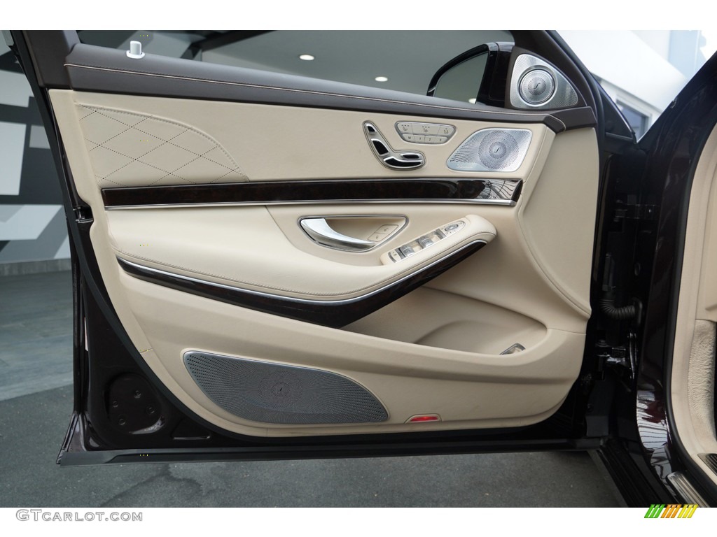 2019 Mercedes-Benz S Maybach S 650 Silk Beige/Espresso Brown Door Panel Photo #145195708