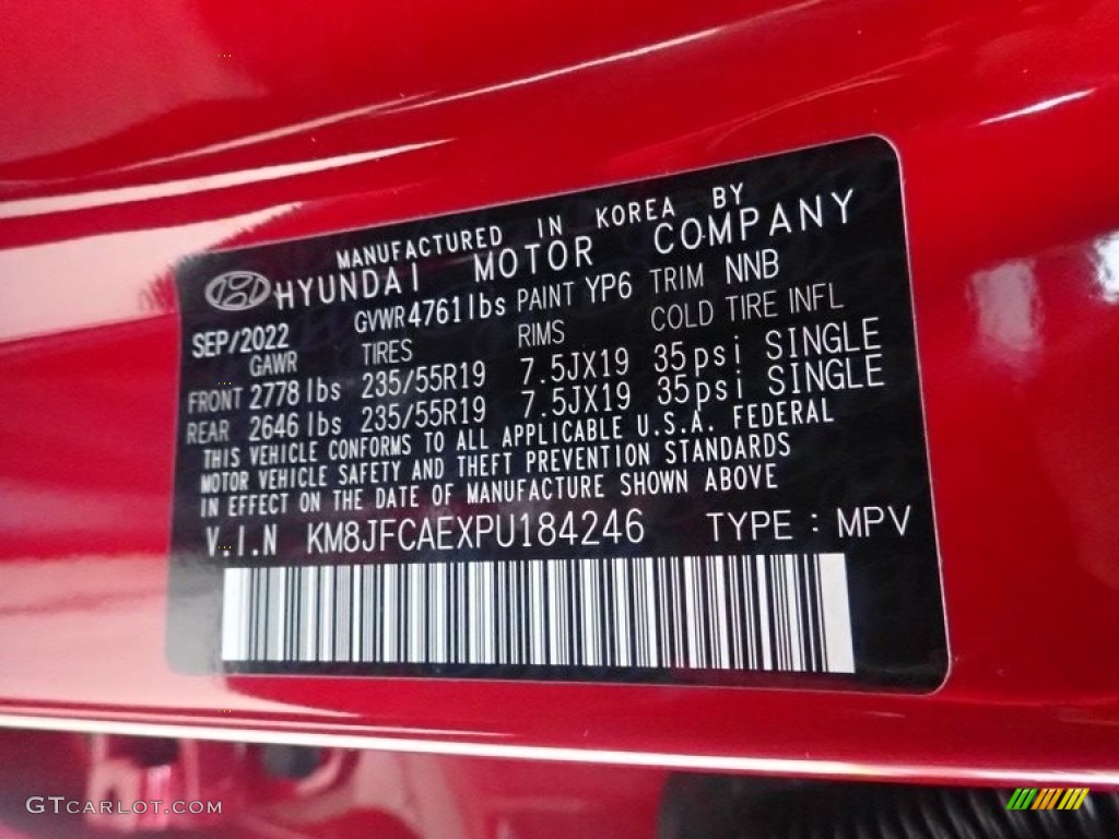2023 Tucson Color Code YP6 for Red Crimson Metallic Photo #145198030