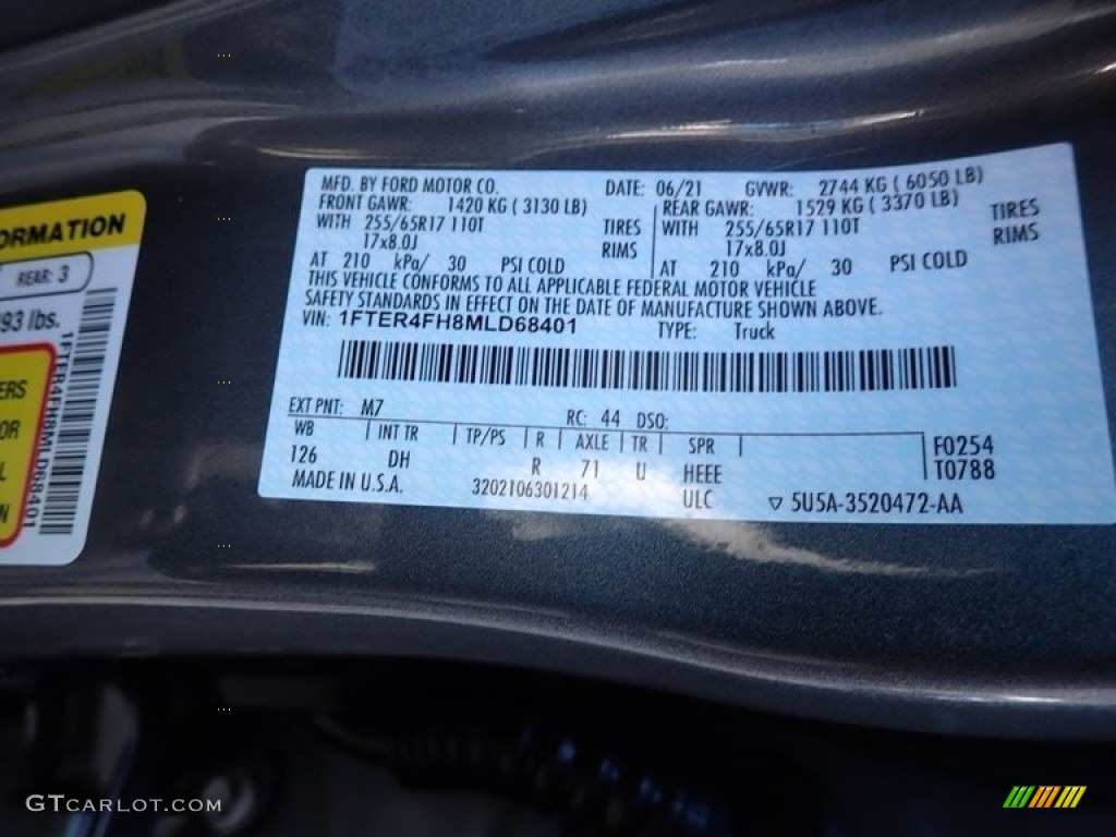 2021 Ranger Color Code M7 for Cactus Gray Metallic Photo #145201010
