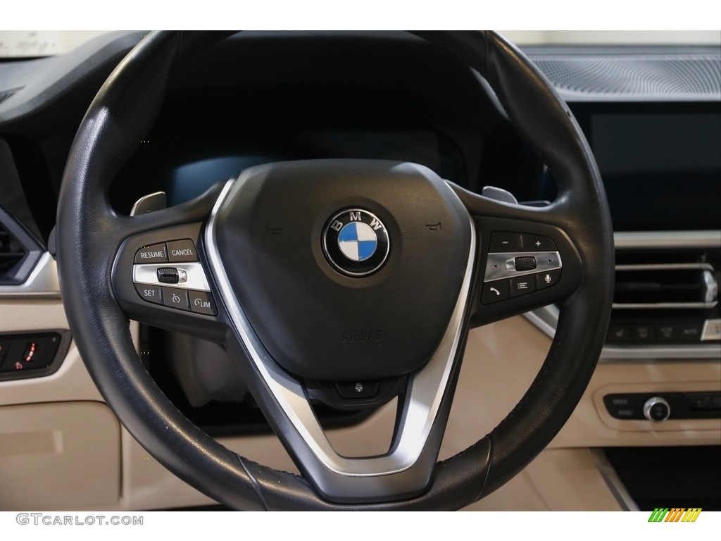 2019 BMW 3 Series 330i xDrive Sedan Canberra Beige Steering Wheel Photo #145208351