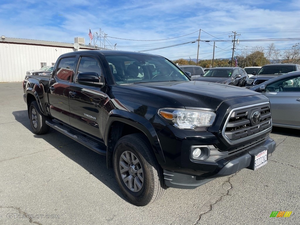 2019 Tacoma SR5 Double Cab - Midnight Black Metallic / Cement Gray photo #1