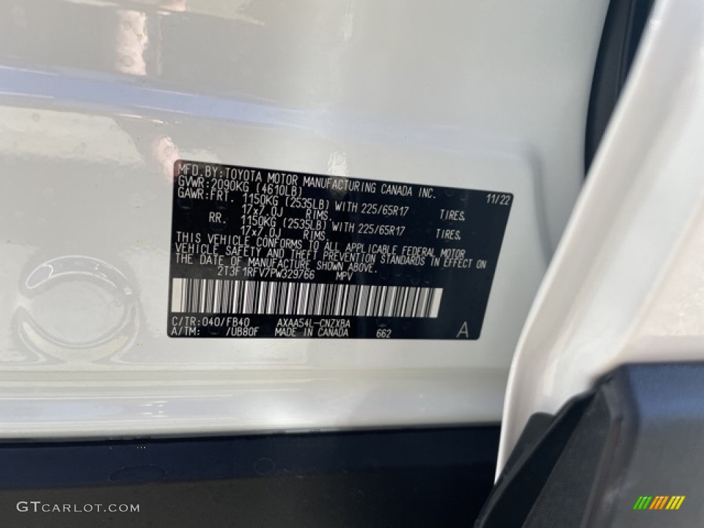 2023 RAV4 Color Code 040 for Ice Cap Photo #145212057
