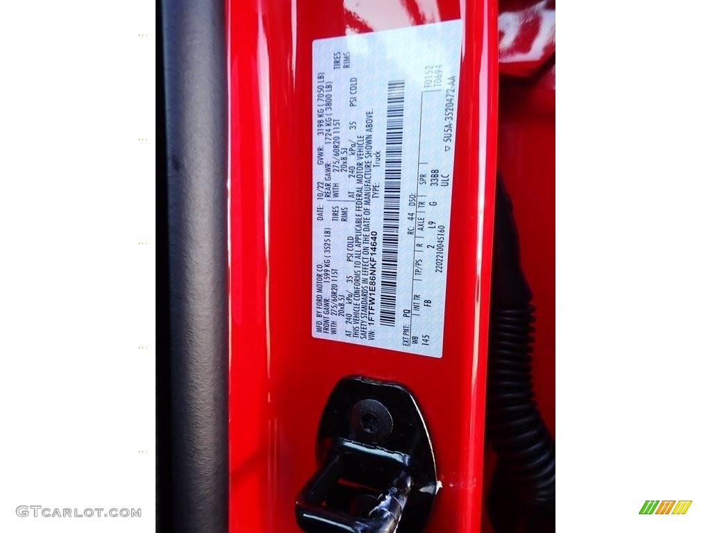 2022 F150 Color Code PQ for Race Red Photo #145217222