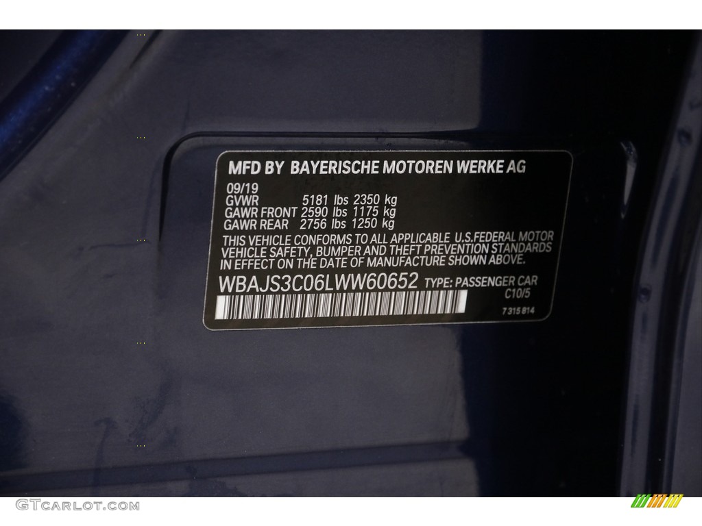 2020 5 Series Color Code C10 for Mediterranean Blue Metallic Photo #145220171