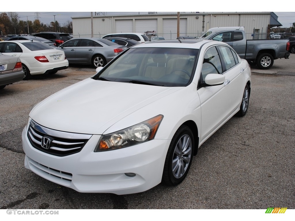 2011 Accord EX-L V6 Sedan - White Diamond Pearl / Ivory photo #1