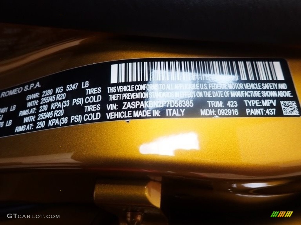2023 Alfa Romeo Stelvio Veloce AWD Color Code Photos