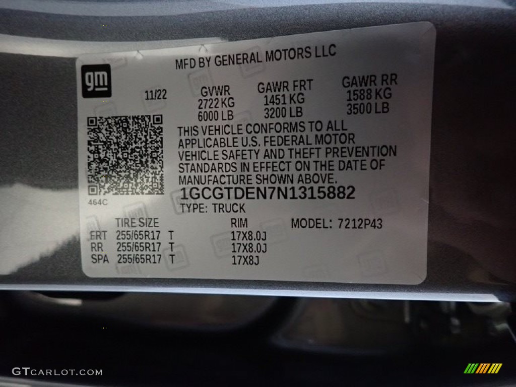 2022 Colorado Z71 Crew Cab 4x4 - Satin Steel Metallic / Jet Black photo #15