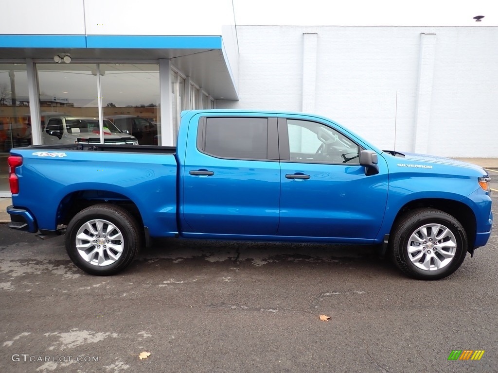 Glacier Blue Metallic 2022 Chevrolet Silverado 1500 Custom Crew Cab 4x4 Exterior Photo #145236994