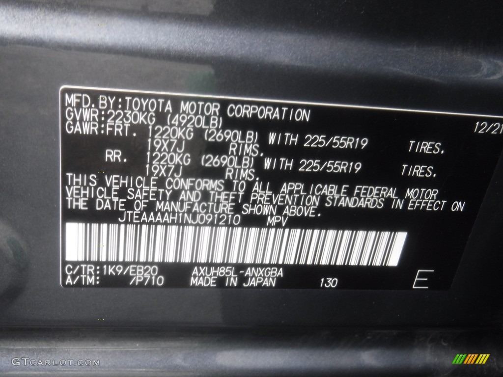 2022 Venza Hybrid XLE AWD - Coastal Gray Metallic / Black photo #32