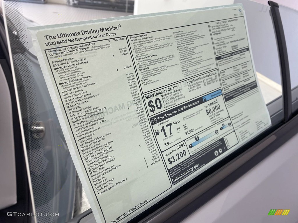 2023 BMW M8 Competition Gran Coupe Window Sticker Photos