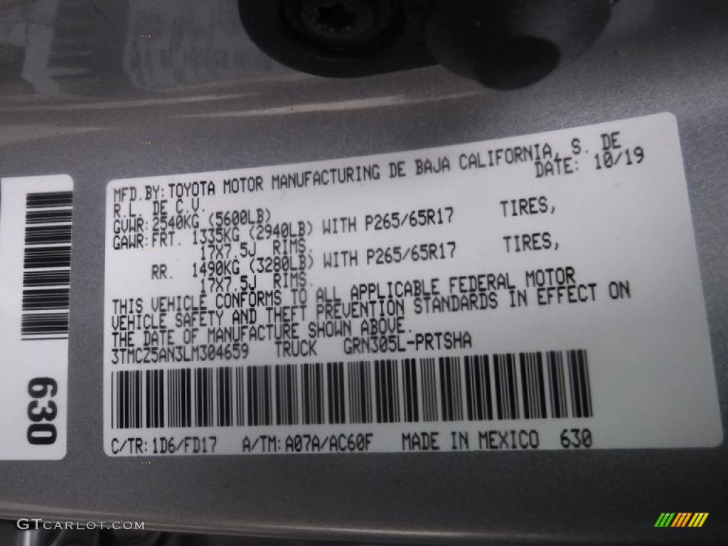 2020 Tacoma TRD Sport Double Cab 4x4 - Silver Sky Metallic / Cement photo #37