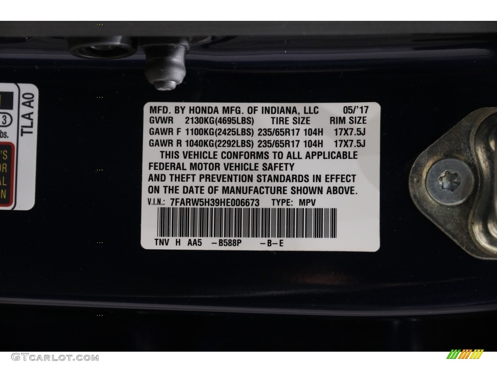 2017 CR-V LX - Obsidian Blue Pearl / Gray photo #21