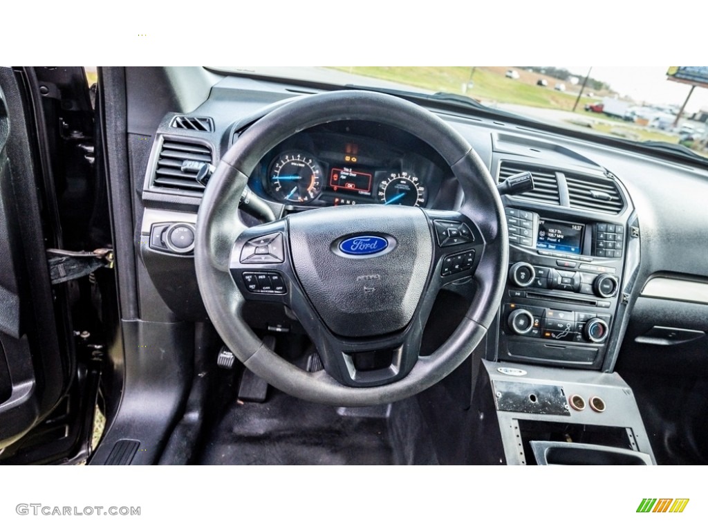 2017 Ford Explorer Police Interceptor AWD Ebony Black Steering Wheel Photo #145244603
