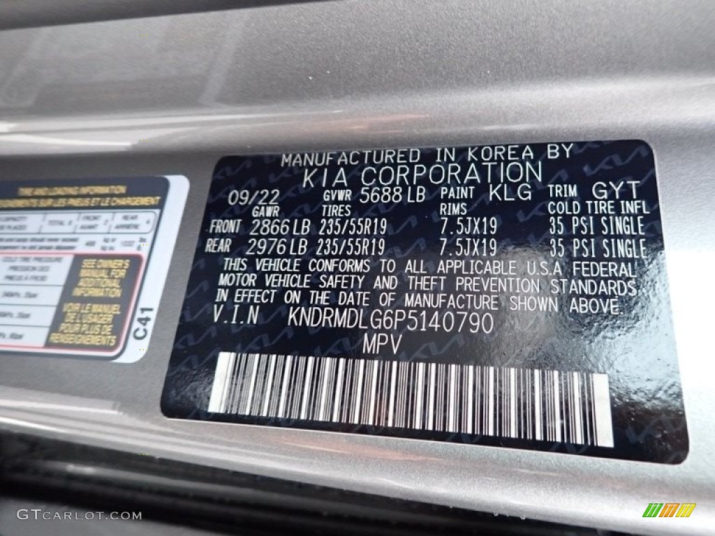 2023 Sorento Hybrid Color Code KLG for Steel Gray Photo #145244655