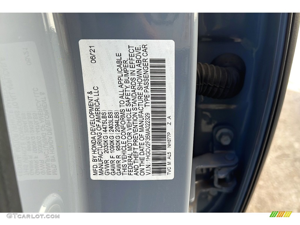 2021 Accord Sport - Sonic Gray Pearl / Black photo #32