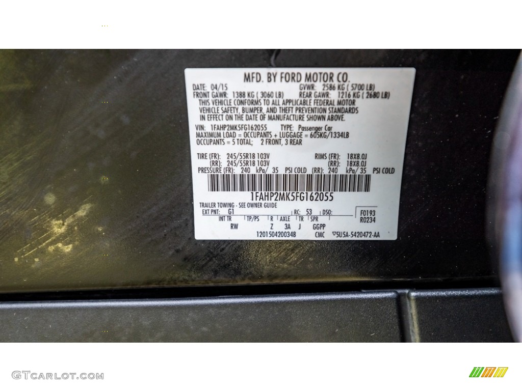 2015 Ford Taurus Police Interceptor AWD Color Code Photos