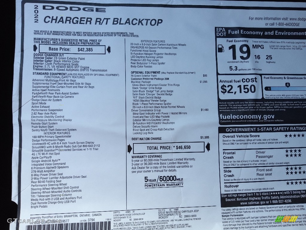 2022 Charger R/T Blacktop - F8 Green / Black photo #26
