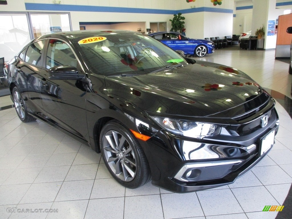 2020 Civic EX Sedan - Crystal Black Pearl / Black photo #3