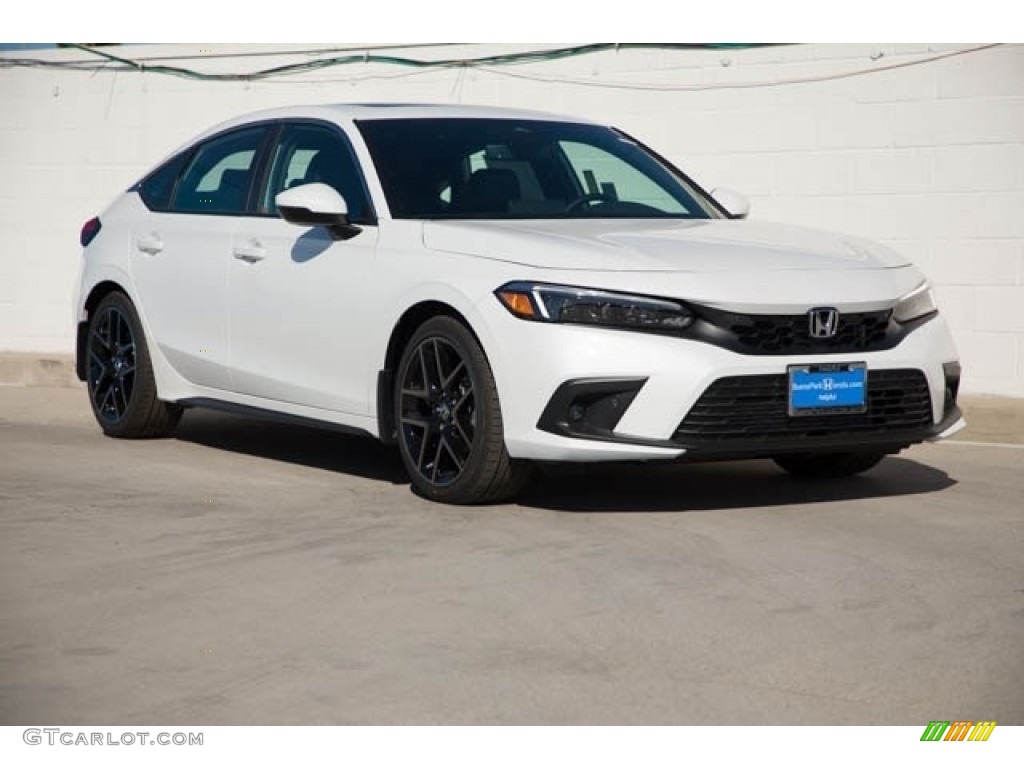 Platinum White Pearl 2023 Honda Civic Sport Touring Hatchback Exterior Photo #145256202