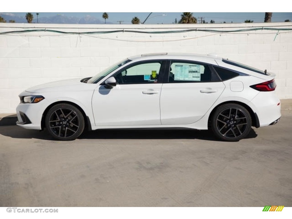 Platinum White Pearl 2023 Honda Civic Sport Touring Hatchback Exterior Photo #145256250